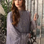 Heavy Embroidered Chiffon WIth Silk Trouser 3PC