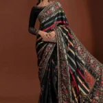 Heavy Embroidery Silk Saree Black