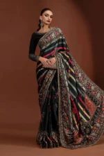Heavy Embroidery Silk Saree Black