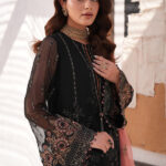 Premium Chiffon Heavy Embroidered 3PC Black