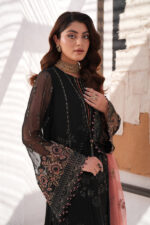 Premium Chiffon Heavy Embroidered 3PC Black