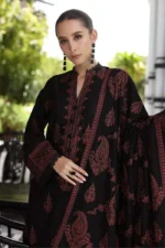 New Arrival Dhanak Heavy Embroidery Winter 3PC Black