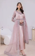 Silk Pink Embroidery Party Wear Collection 3PC