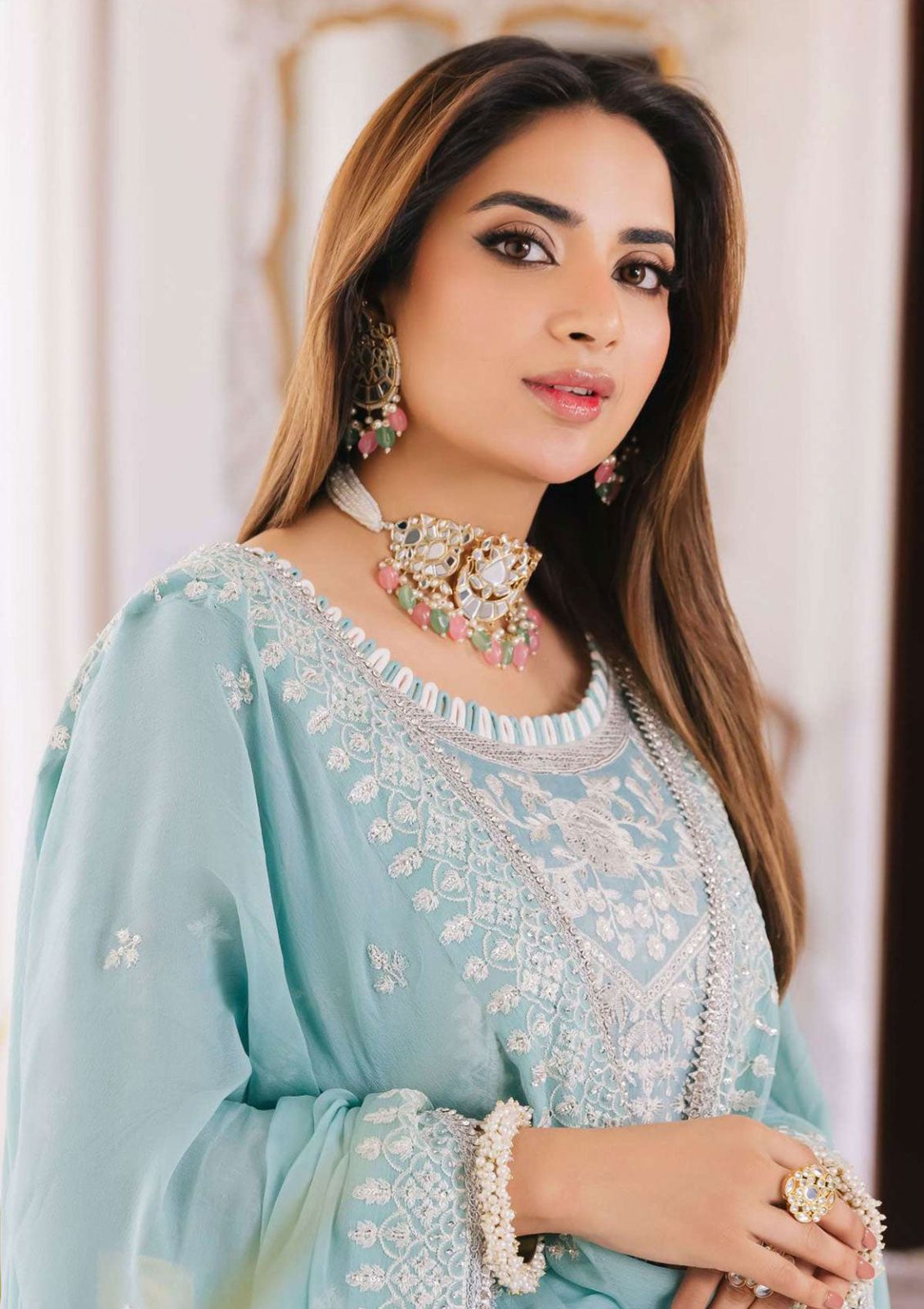 maham luxury store 3PC (5) Elegant Chiffon Heavy Embroidered 3PC - Image 1