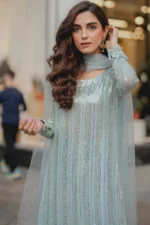 Luxury Ice blue Shirt Pajama and Dupatta