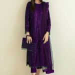 Luxury Heavy Sequence Embroidery 3PC Purple