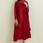 Luxury Heavy Sequence Embroidery 3PC Red