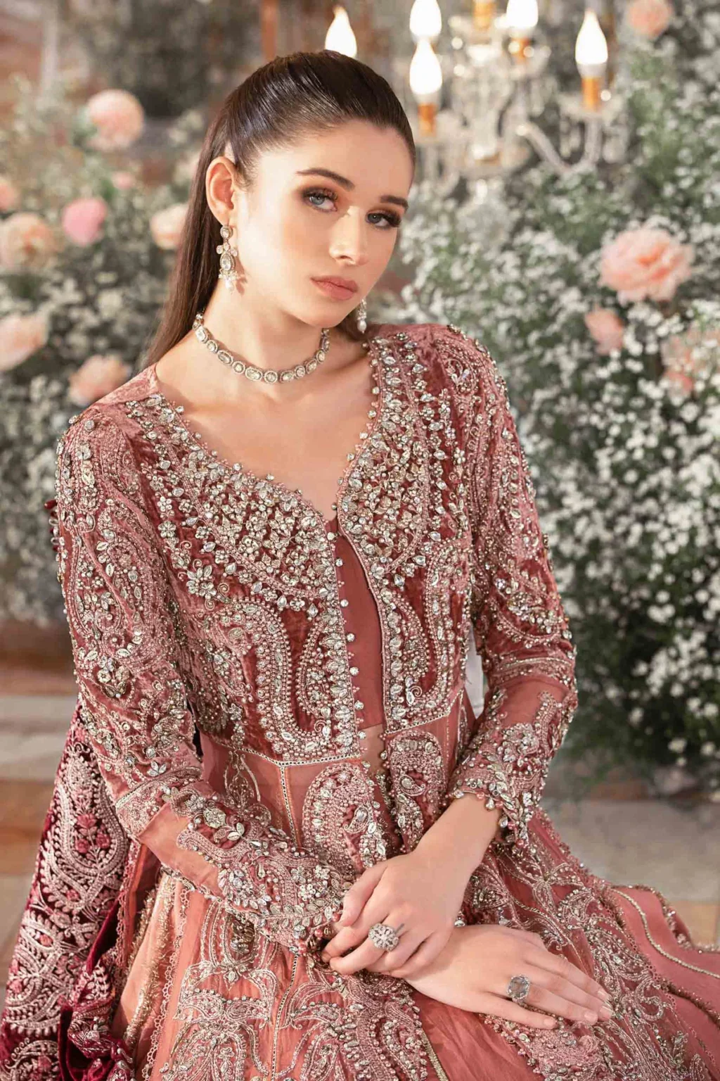maham luxury store heavy embroidery (1) Rust Premium Frock Bridal - Image 1
