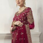 Heavy Embroidered Saree Maroon