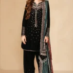 Premium Velvet Heavy Embroidery 3PC Black