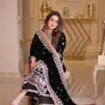Premium Velvet Heavy Hand Made Embroidery 3PC Black