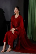 Luxury Heavy Embroidered Chiffon Unstitched 3PC Suit - Image 6