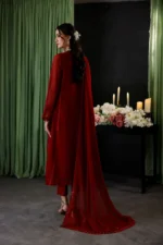 Luxury Heavy Embroidered Chiffon Unstitched 3PC Suit - Image 5