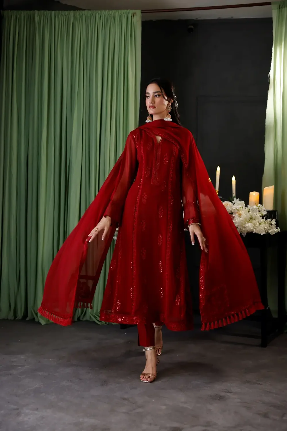 Luxury Heavy Embroidered Chiffon Unstitched 3PC Suit