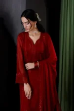 Luxury Heavy Embroidered Chiffon Unstitched 3PC Suit - Image 3