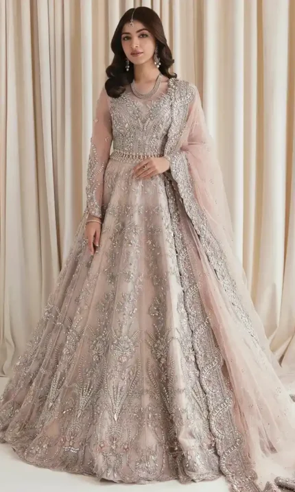 Premium Heavy Embroidered Net Frock