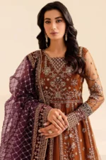 Luxury Heavy Embroidered Net Frock with Shamose Silk Trouser - Image 10