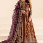 Luxury Heavy Embroidered Net Frock with Shamose Silk Trouser