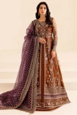 Luxury Heavy Embroidered Net Frock with Shamose Silk Trouser