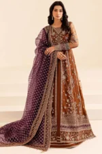 Luxury Heavy Embroidered Net Frock with Shamose Silk Trouser - Image 9