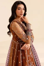Luxury Heavy Embroidered Net Frock with Shamose Silk Trouser - Image 4