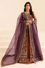 Luxury Heavy Embroidered Net Frock with Shamose Silk Trouser - Image 3
