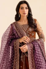 Luxury Heavy Embroidered Net Frock with Shamose Silk Trouser - Image 2