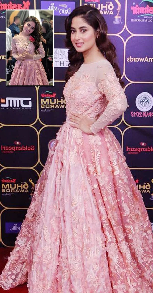 nomi-ansari-net-maxi-pink-maxi Elegant Net Embroidered Maxi - Image 1