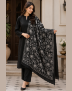 Karandi Heavy Embroidered Shawl Black