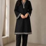 Karandi Heavy Embroidery 2Pc Black - Winter Collection