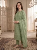 Heavy Embroidered Karandi 3-Piece Suit - Image 2