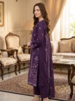 Heavy Embroidered Karandi 3-Piece Suit - Image 2