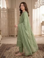 Heavy Embroidered Karandi 3-Piece Suit - Image 3